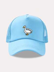 1pc Women's Breathable Mesh Trucker Cap, Cute Animal Goose Printing Baseball Hat, Adjustable UV Protection Summer Beach Sun Hat - Multicolor - View 12
