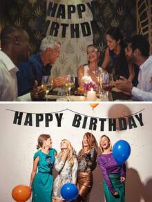 1-Piece Happy Birthday Banner Pull Flag, Bright Smiling Face Birthday Party Decoration, Reusable Happy Birthday Decoration Ribbon, Bright Smiling Face Birthday Pull Flag Party Decoration - Multicolor - View 8