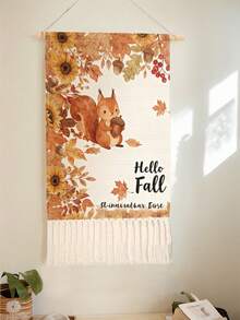 1PC Tapestry, Long Linen Vintage Tassel Wall Hanging, Vertical Wall Decor With Animal Print. Versatile For Living Room, Bedroom, Office, Party And More. - Multicolor - View 7
