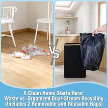 Recycling Bin For Kitchen 26 Gallon / 100L, Large Recycle Bin With Hands-Free Lid & 2 Reusable Liner Bags, Tall Collapsible Waterproof Storage Can For Plastic Bottles, Cans, Glass, Indoor Home - Black - View 3