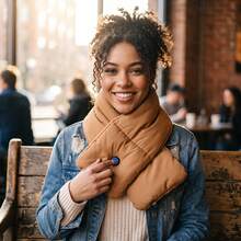 Unisex Single-Button Heated Scarf, Plush Lining Electric Neck Warmer, Winter Outdoor Warm Neck Wrap, Christmas Gift For Parents, Family And Friends (Power Bank Not Included) - M950 - Heated Scarf - View 3