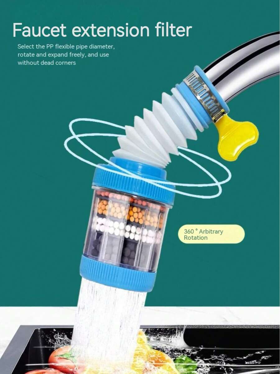 1-2pcs Universal Faucet Filter - Kitchen Accessories Water Quality Filter, Upgraded 6-Layer Filtration, Suitable For Water Outlet Filtration, Faucet Extension, Kitchen Sink, Yard Water Outlet, Extendable, Rotatable, 3-In-1 Faucet Device - Multicolor - View 1