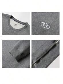 Under Armour 男款 UA Rival Flc 運動圓領運動衫，跑步休閒圓領套頭衫，6013447-025 - 淺岩灰 - 查看 7