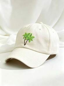 1pc Coconut Tree Casual Polyester Embroidered Letter Baseball Cap, Unisex Adjustable Size Sun Protection Hat, Wide Brim Soft Crown Baseball Cap, Women's Sun Hat, Soft Sweatband, Lightweight, Versatile Classic Style For Outdoor Sports And Daily Wear - One Size - View 5