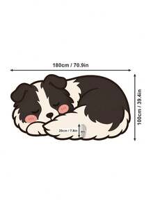 1pc Sleeping Border Collie Shaped Area Rug, Black White Curled Dog Novelty Floor Mat, Soft Plush Cuddled Shape Design, Sits Snug Corner, Made For Gentle Spaces, Something To Smile At Each Morning, Just Because Present - Black and White - View 12