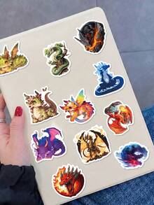 50Pcs Cute & Fierce Dragon Vinyl Stickers,Waterproof Vinyl Decals,Versatile Decor For Water Bottle,Laptop,Phone Case,Skateboard,Luggage,Journal Scrapbook DIY Project - Multicolor - View 6