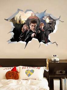 Warner Bros Harry Potter 3D Visual Breaking Wall Poster, 4 Different Cartoon-Style Decorations For Harry Potter's Birthday Party, Photo Booth, Dessert Table Background, Party Poster - Multiple Styles - View 2