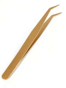 1pc Precision Fiber Tip Tweezers, For Eyelash Extensions, Diamond Texture Non-Slip Premium Gold Stainless Steel - Gold - View 8