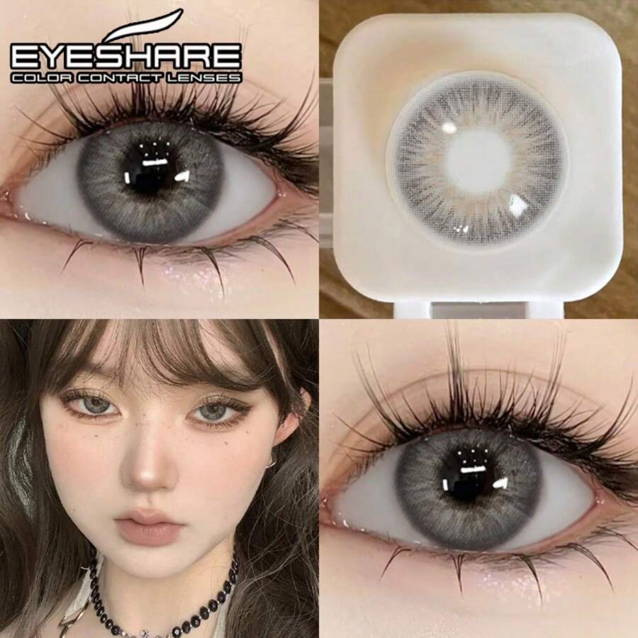 Eyeshare 熱銷款 1 對自然色灰色隱形眼鏡 軟式彩色隱形眼鏡