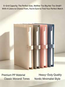 2pcs Set: 1pc Morandi A4 8-Pocket Expanding File Folder, 1 Sheet Index Sticker - Pp Accordion Folder, Document Classification Folder, Suitable For Organizing Test Papers, Lesson Plans, Office & Business Travel - Multicolor - View 3