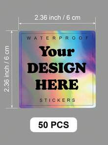 1/50/100/240pcs 1-8cm Custom Labels – Personalized Design White/Holographic/Clear Square Stickers For Business Logo, Waterproof Customizable Unique Designs Square Sticker Labels For Candle Jar, Birthday Cup, Cosmetics Bottle, Packaging - Square - View 10