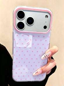 可愛粉色波點亮面果凍手機殼，適用於 iPhone 17 Pro Max 16 Pro Max 17 16 15 14 13 12 Pro Max 11，可愛防震軟背蓋 - 紫粉紅色 - 查看 3