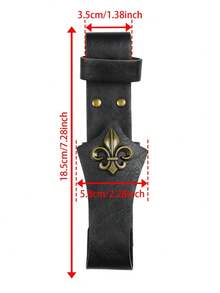 Vintage PU Leather Belt Fan Holster, Medieval Fleur-De-Lis Fan Storage Sleeve, Halloween LARP Renaissance Costume Prop - A - View 9