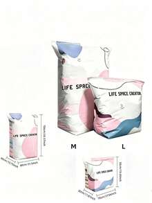 1pc Large Capacity Vacuum Storage Bag, Pink Colorblock Reusable Compression Storage Bag With Zipper Seal And Air Valve, Space-Saving For Clothes, Blankets, Bedding, Bed Linens, Suitable For Closet, Bedroom, Dorm, Moving, Travel And Back To School Season - Multicolor - View 14