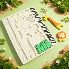 1pc Cartoon Elephant Giraffe Lion Animal Theme Silicone Mold, Handmade Forest Animal Decoration, Can Be Made Of Resin Dropper Or Clay, Easy To Demold, Reusable Mold. - Beige - View 5