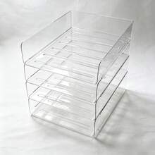 1 Set Clear PET Desktop File Organizer Set, Stackable Paper Document Tray & Upright Book File Sorter Combo, Transparent Desk Storage Holder For Papers, Books, Office Desk Supplies - Sets - View 8