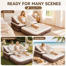 Air Mattress With Backrest, 249.93 KG Weight Capacity Air Lounge Sofa Bed, Portable Inflatable Bed For Sleeping Guest Room - C - View 5