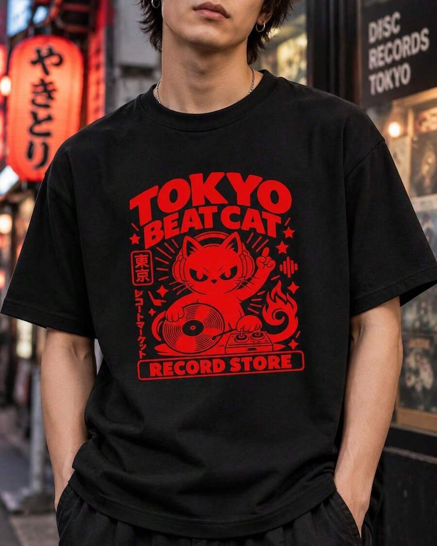 DJ Rrd Store Shirt, Beat Tee, Retro Japanese Music Shirt - Black - View 1