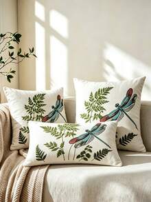 1PC Multi-Color Embroidered Canvas Pillow Case, Exquisite Embroidery Craftsmanship, Multiple Sizes Available, Pillow Insert Not Included, Suitable For Various Home Decor Scenes, Machine Washable - Multicolor - View 1