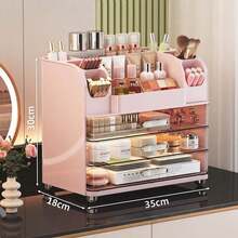 1pc Cosmetic Desktop Storage Box With Drawers, Premium Skincare, Mask, Lipstick Organizer, Large Capacity Cosmetics, Home Storage And Organization, Cosmetic Storage Box, Dressing Table Storage Box - Multicolor - View 8
