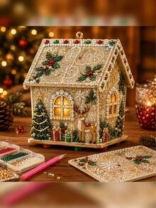 Kit Lukisan Berlian Rumah Natal 3D, Versi Dewasa, Dekorasi Liburan, Ornamen Pohon Natal Buatan Tangan, Hadiah Kerajinan Rumah - Set - View 2