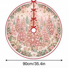 1件裝粉色夢幻森林聖誕樹圖案聖誕樹裙，優雅配色節日裝飾，5種尺寸，中性款節日禮物，適用於居家與派對聖誕裝飾 - 粉色夢幻森林聖誕樹 - 查看 12
