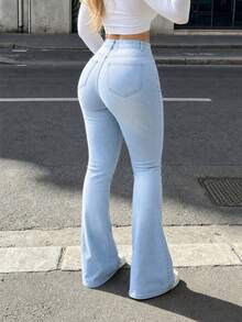 Plus Size Elegant Fashion Skinny Flare Leg Jeans Fall - Light - View 3
