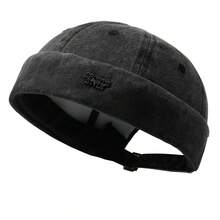 1 mũ melon không vành phong cách giặt mài rách, màu trơn, unisex, phù hợp cho tiệc tùng và dã ngoại, dùng cho mọi mùa - A - Xem 8