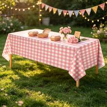 1pc/3pcs Pink And White Plaid Plastic Tablecloth, 54 X 108 Inch Disposable Rectangular Tablecloth, Suitable For Birthday, Graduation Party, Wedding, Anniversary, Bachelor Party, Theme Event Decoration - Multicolor - View 4