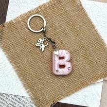 Cute 3D Bubble Letter Keychain, Bright Pink Y2K Preppy Style Initial Key Ring, Car Key Accessory And Personalized Bag Charm, Sweet Bright Pink Initial Key Ring, Cute Car Key And Bag Charm, Sweet Gift For Friends And Girls - Multicolor - View 10