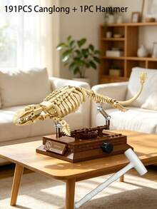 268/317/188/191/1pc Dinosaur Skeleton Building Blocks, DIY Assembled Fossil Model With Movable Limbs And Display Stand, Living Room Desktop Bookshelf Decor, Suitable For Dinosaur Enthusiasts And Collectors As Birthday, Holiday, Back To School Gift - Multicolor - View 16
