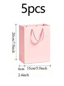 1/5pcs Pink Gift Bags, Lightweight Foldable Vertical Gift Packaging Bags, Suitable For Weddings, Retail, Parties, Birthdays, Anniversaries And Engagement Party Favors - Pink - View 14