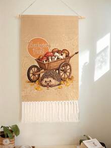 1PC Tapestry, Long Linen Vintage Tassel Wall Hanging, Vertical Wall Decor With Animal Print. Versatile For Living Room, Bedroom, Office, Party And More. - Multicolor - View 10