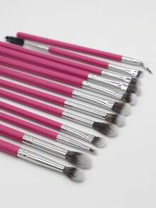 13-Piece Eye Makeup Brush Set, No Storage Bag, Suitable For Party, Home Or Travel Use - Hot Pink - View 2
