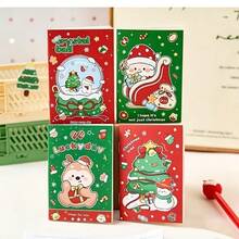 20pcs Christmas Limited Edition Cartoon Notebooks, Random Mixed Style Cartoon Christmas Tree Crystal Ball Illustrations, Compact Portable Holiday Notebooks, Deer Snowman Illustrations Student Stationery Holiday Gifts, Student Holiday - Multicolor - View 4