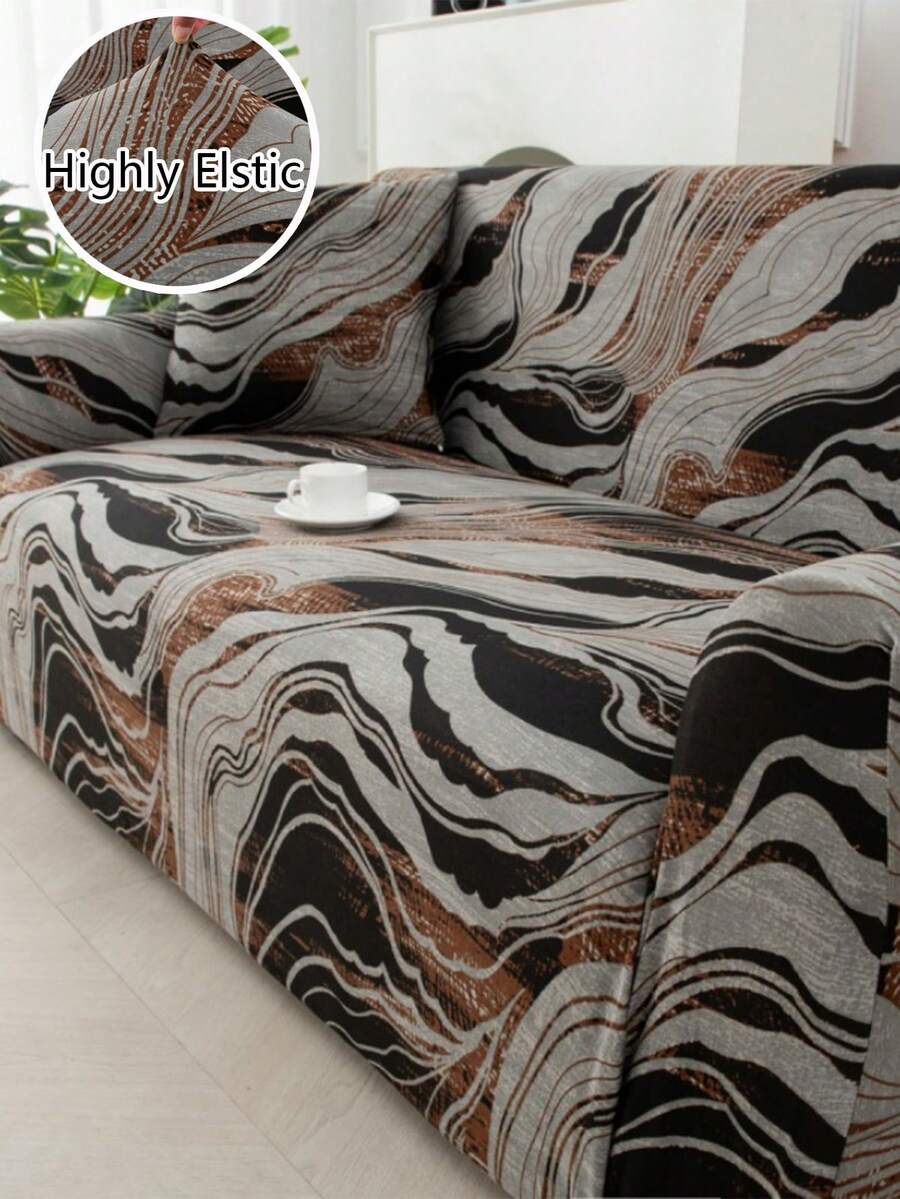 1pc Christmas Polyester Sofa Cover, Living Room Elastic Sofa Cover, Pet-Proof Removable, Sofa Protector, Autumn Holiday Decor, Christmas Home Decoration. - Multicolor - View 1
