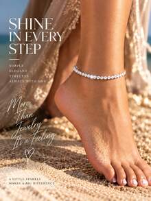 1pc Gold Barefoot Anklet, Suitable For Daily Wear - Gold - View 4