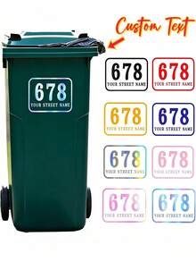 Custom Trash Can Number Stickers, Personalized House Address Street Name Decals, Waterproof Trash Can Labels, Customizable Mailbox Number Decals, Outdoor Recycling Bin - Multicolor - View 1