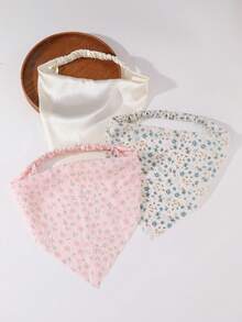 3pcs/Set Floral Triangle Headband Elastic Headwrap Country Style Printed Hair Scarf Suitable For Daily Decoration - Multicolor - View 6