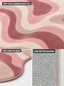 1PC Irregular Abstract Pink Area Rug, Modern Wavy Shape Carpet For Living Room, Bedroom, Girls Room & Home Decor - Multicolor - View 2