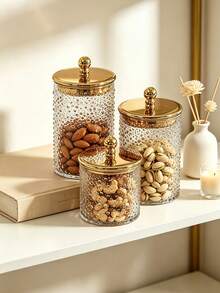 3-Piece High-End Multifunctional Airtight Containers, European-Style Leak-Proof Sealed Containers, Suitable For Tea, Grains, Candies, Kitchen Storage And Preservation, Kitchenware, Jars, Dry Foods, Spices, Coffee, Space-Saving And Anti-Drop. - Multicolor - View 5