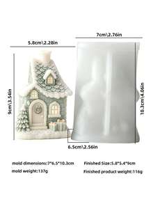 Christmas Snow House Shaped Aromatherapy Candle Silicone Mold, Suitable For Candle Making, 3D Christmas House Design, Handmade Holiday Gift, Reusable, Home Decor - Christmas Cottage - View 7