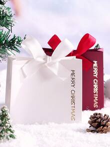 20pcs Set Merry Christmas Mini Gift Bags With Ribbons, White Green Red Three Colors, Gold Foil Lettering, Easy To Assemble, Perfect For Party Favors, Jewelry And Small Gifts, Holiday Gift Packaging - View 8