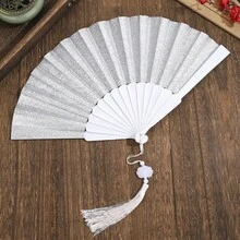 Glitter Gold Glitter Rave Fan - Large Folding Clack Fan For Men And Women - Rave Accessories For EDM, Line Dancing, Cosplay, Concerts And More - Gold Powder Flat Fan - View 10