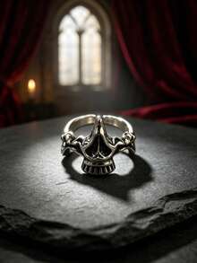 CIREY 1pc Vintage Distressed Skull & Ghost Face 2-In-1 Combination Ring, Men's Single Ring, Creative Design, Niche Bold Versatile Jewelry - Skull Ring - View 4