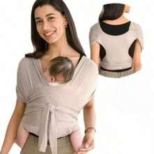 Front-Carry Baby Carrier 0-7 Months, Wrap-Style Baby Sling, Breathable & Sweat-Free, Easy Storage - Multicolor - View 7