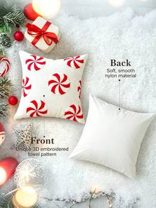 1pc/2pcs Christmas Candy Pillowcase, Candy Pillow Cover, Christmas Decoration, Candy Cane Pattern Decorative Cushion, Suitable For Sofa, Bedroom And Living Room - Candy - View 5