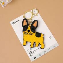 1Pc PU French Bulldog Keychain, Cute Dog Bag Charm, Animal Key Pendant, Backpack Decor, Birthday Gift For Pet Lovers - Multicolor - View 2