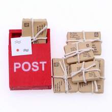7pcs Mini Mailbox & Parcel Set - Dollhouse Decor, Christmas Doorway Miniature Scene Decoration, Photography Props, DIY House Decoration, Perfect Christmas Gift - Mailbox - View 3