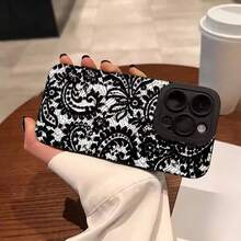 1件防摔TPU蕾絲軟殼精準孔位手機保護殼，適用於Apple 7P/8Plus/16/16PLUS/16PRO/16PROMAX，拍攝時光線可能導致輕微色差 - 彩色 - 查看 3